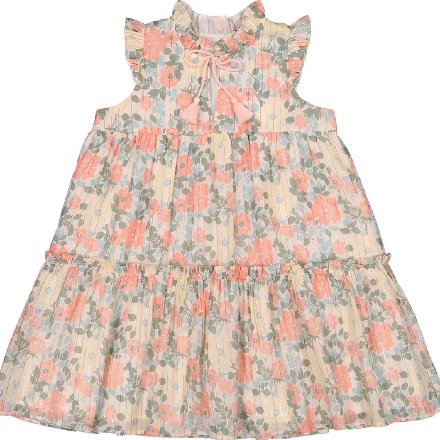 New LOUIS LOUISE Kjole Goa Stripe Lurex Vintage Flower