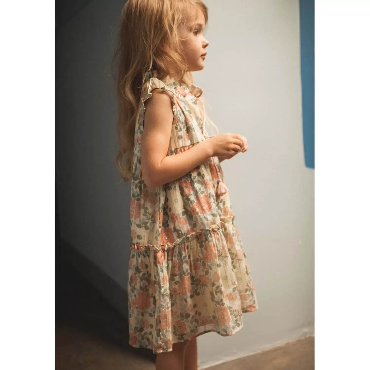 New LOUIS LOUISE Kjole Goa Stripe Lurex Vintage Flower